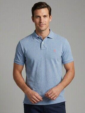 Polo Ralph Lauren Shirt Mens Large Blue Short Sleeve Knit Polo Pink Pony W/flaw